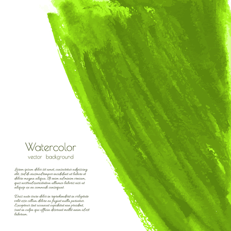Vector greenery watercolor texture background with dry brush stains, strokes, spots isolated on white. Abstract artistic lime green grass frame, place for text. Acrylic hand painted gradient backdrop.のイラスト素材
