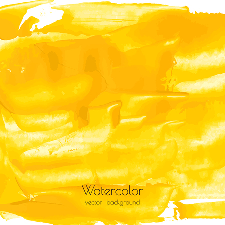 Yellow, golden watercolor texture background with dry brush stains, strokes, spots, splash, blots isolated on white. Abstract ink frame, oil backdrop on canvas. Acrylic hand painted pours, fluid art.のイラスト素材