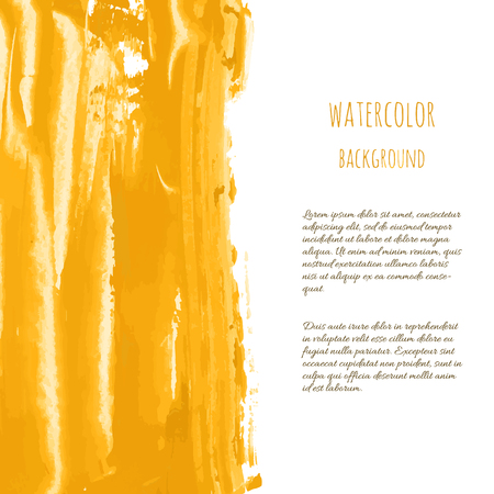 Golden vector hand paint ink texture background, watercolor dry brush stains, strokes, spots, smudge isolated on white. Abstract mixed fluid art. Illustration for wedding invitation, greeting card.のイラスト素材