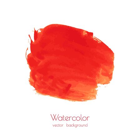 Vector bloody red, orange watercolor texture background with dry brush stains, strokes, spots isolated on white. Abstract artistic frame, place for text. Acrylic hand painted gradient backdropのイラスト素材