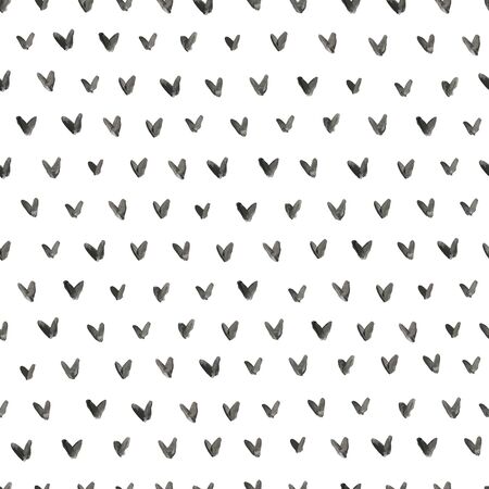 Grunge dark black ink freehand check mark seamless pattern. Geometric monochrome hand drawn ticks, dry brush stroke watercolor background. Minimalistic kids, children design, wrapping paper, fashionの写真素材