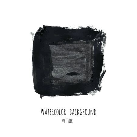 Dark gray vector ink watercolor hand painted texture background isolated on white. Abstract acrylic dry brush splash, strokes, stains, spots, blot, scribble, smudge. Black charcoal grunge drawing.のイラスト素材