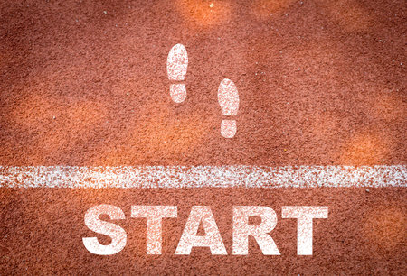 Businessman on the starting line business challenges or do something new Business competition Market...