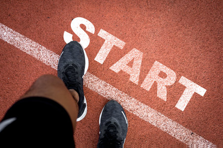 START letters On the athlete track, planning and challenges or career paths, business strategies, opportunities and change Efforts at the beginning of everything, running forward will lead to success.の写真素材