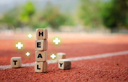 Good health care life insurance medical treatment along with quality of life Plus symbol and medical wooden block with icons healthcare, investment, retirement ideas for technology innovation medicineの写真素材