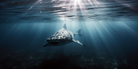 Great White Shark (Carcharodon carcharias) swimming underwaterの素材