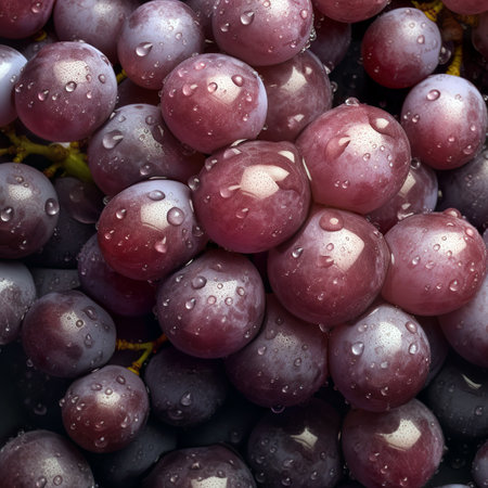 Grapes with water drops, close-up, top viewの素材
