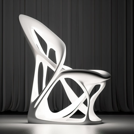 3d render of white chair on the stage with drapesの素材