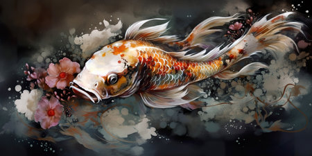 Koi fish in watercolor style. Illustration for your designの素材