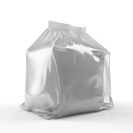 3d rendering of a plastic bag isolated on white background with shadowの素材