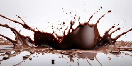 chocolate splash closeup isolated on white background. 3d renderingの素材