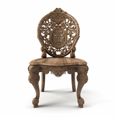 Antique chair isolated on white background. 3d render image.の素材