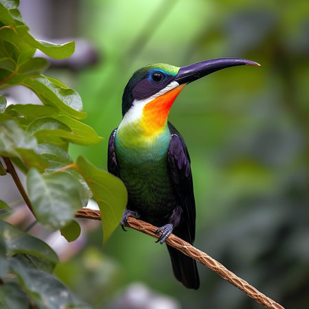 Colourful bird on the perch in the rainforest.の素材