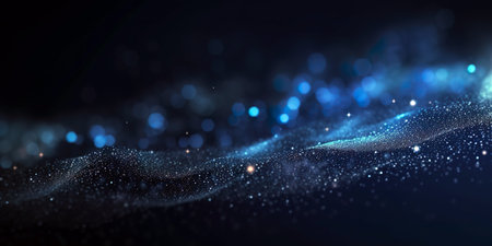 3d rendering of abstract particles in space with depth of field and bokehの素材