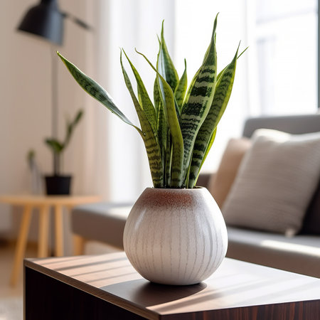 Sansevieria trifasciata plant in a vaseの素材