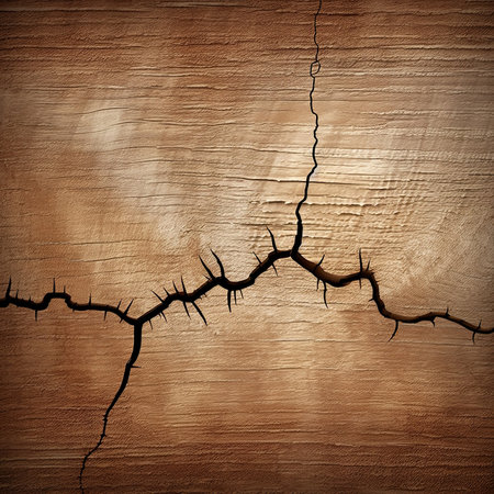 Cracks in the wooden floor. Abstract background and texture for design.の素材