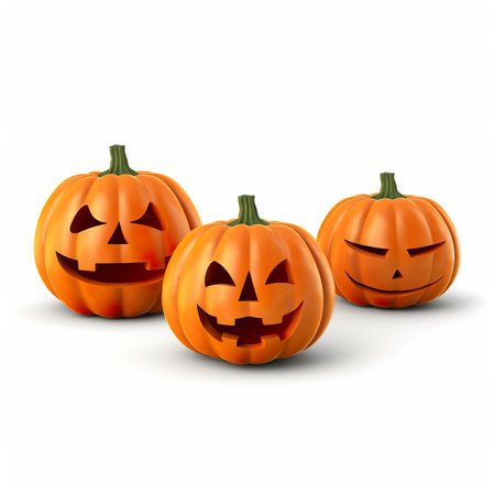 Halloween pumpkins isolated on a white background. Vector illustration.の素材