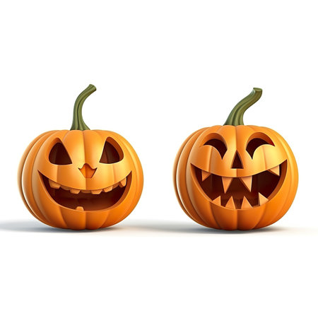 Halloween pumpkins isolated on a white background. Vector illustration.の素材