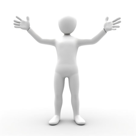 3d man with arms outstretched. 3d render illustration.の素材