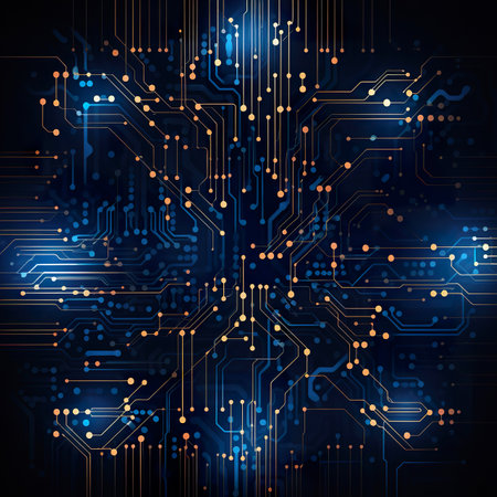 Abstract technology circuit board background. Hi-tech digital communication concept.の素材