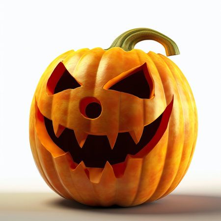 Halloween pumpkin isolated on white background. 3d render illustration.の素材