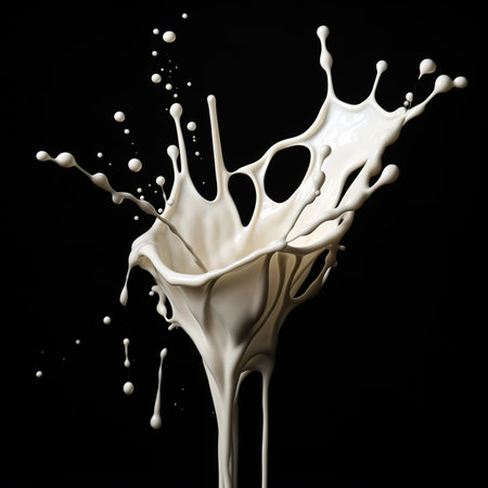 Splash of white milk isolated on black background. 3d renderingの素材
