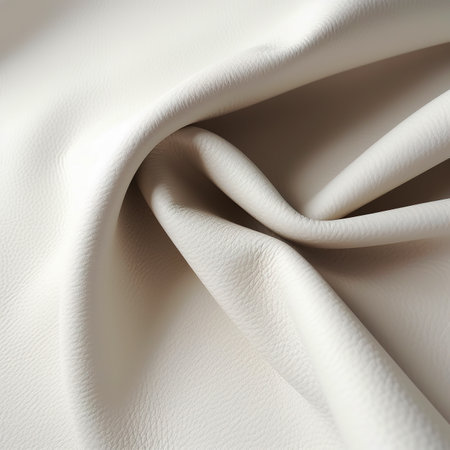 Close up of white satin fabric texture background. studio shot.の素材