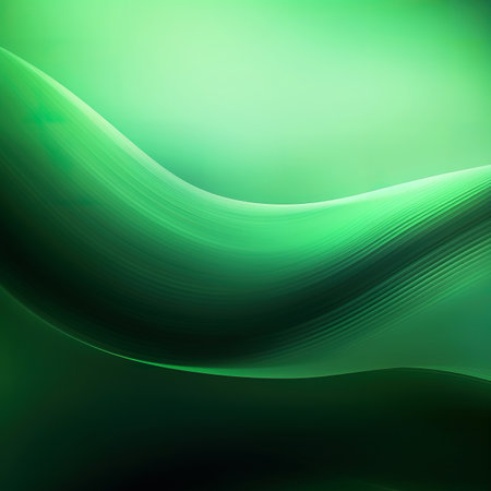 abstract background with smooth lines in green colors, beautiful curves and blurの素材