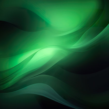 abstract background with smooth lines in green colors, futuristic wavy illustrationの素材