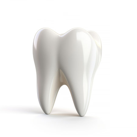 Tooth isolated on white background. 3D illustration. 3D rendering.の素材