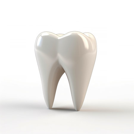 Tooth isolated on white background. 3D illustration. 3D rendering.の素材