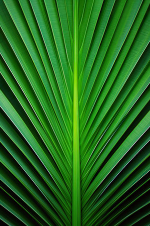 Green palm leaf as a background. Texture of green palm leaf.の素材