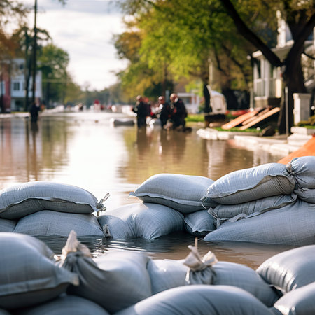 Flooded streets of Amsterdam during a flood caused by heavy rainsの素材