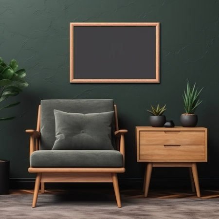 Mock up poster frame in modern interior background, 3d renderの素材