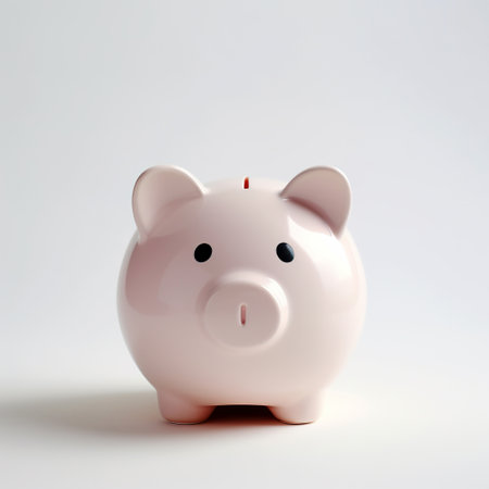Piggy bank isolated on white background. Saving money concept.の素材