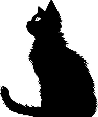 Black Cat Silhouette Isolated on White Background, Vector Illustrationのイラスト素材