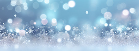 Winter background with snowflakes and bokeh lights. Vector illustration.の素材