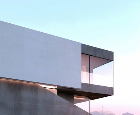 Architectural detail of a modern apartment building. 3d renderingの素材