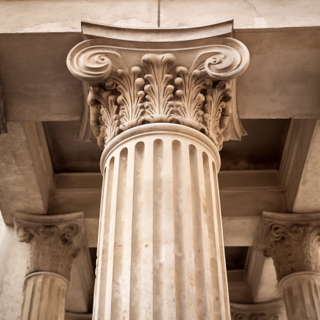 Detail of an ancient greek column in Athens, Greece.の素材