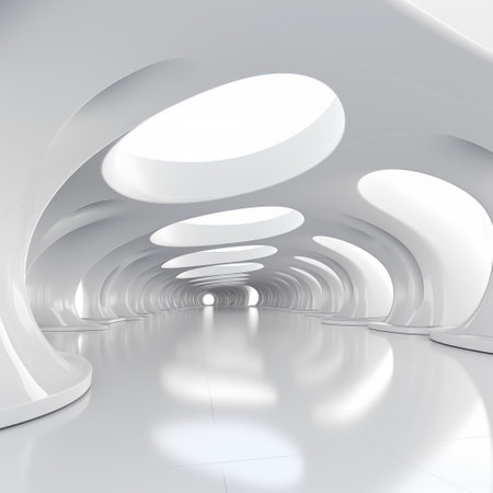 Abstract modern architecture background, empty open space interior. 3D renderingの素材