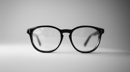 Black eyeglasses on a white background. 3d rendering.の素材