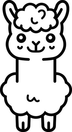 Cute cartoon alpaca. Vector illustration isolated on white background.のイラスト素材