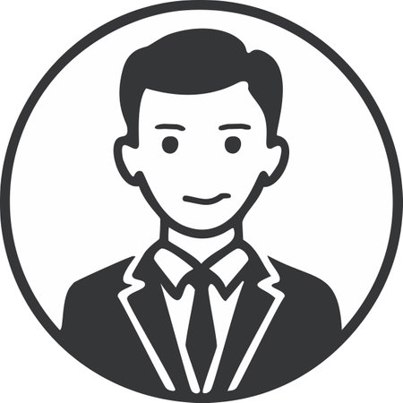 Businessman vector icon in black and white colors. Flat style.のイラスト素材