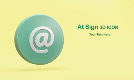 At sign 3D icons, Abstract social media, technology design banner. 3d rendering