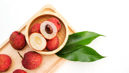 Litchi on a white background.の写真素材