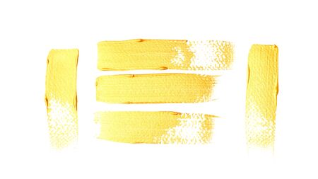 Gold colored poster watercolor on white background.の写真素材