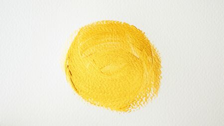 Gold colored poster watercolor on white background.の写真素材