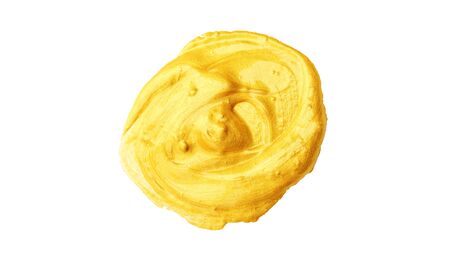 Gold colored poster watercolor on white background.の写真素材