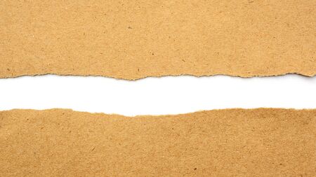 Brown paper was a tear on a white background.