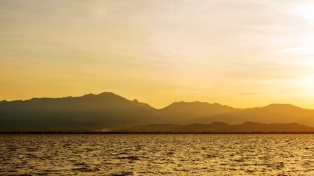 Sunset scene at Phayao Lake in a North of Thailand.